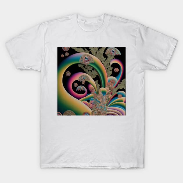 Feather Trippy Pattern T-Shirt by MindTankArt